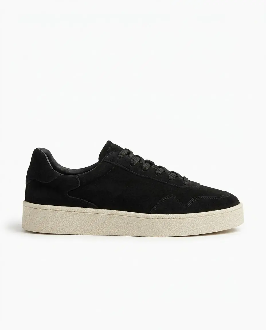 Calvor Hakiki Süet Deri Spor Sneakers - Siyah s